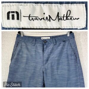 Travis Mathew performance Blue Golf‎ Dress Shorts Men 34 Polyester Blend Stretch